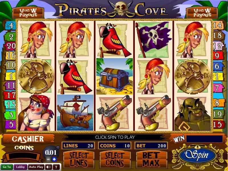 Play Pirate's Cove Slot Main Screen Reels