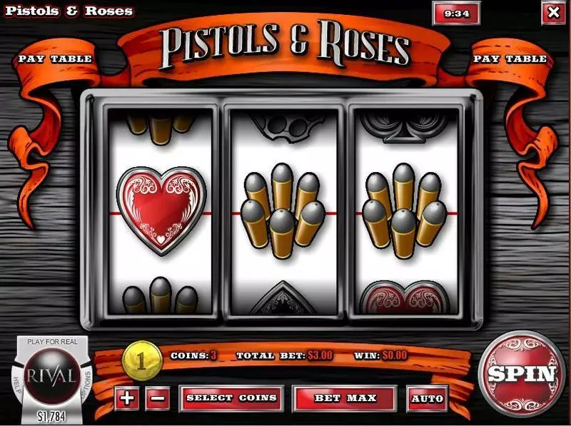 Play Pistols & Roses Slot Main Screen Reels