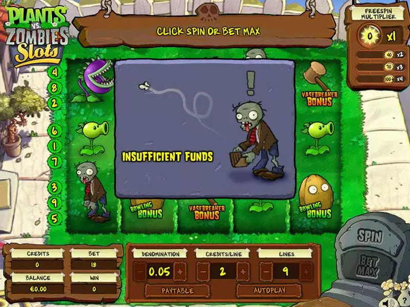 Play Plants vs. Zombies Slot Main Screen Reels