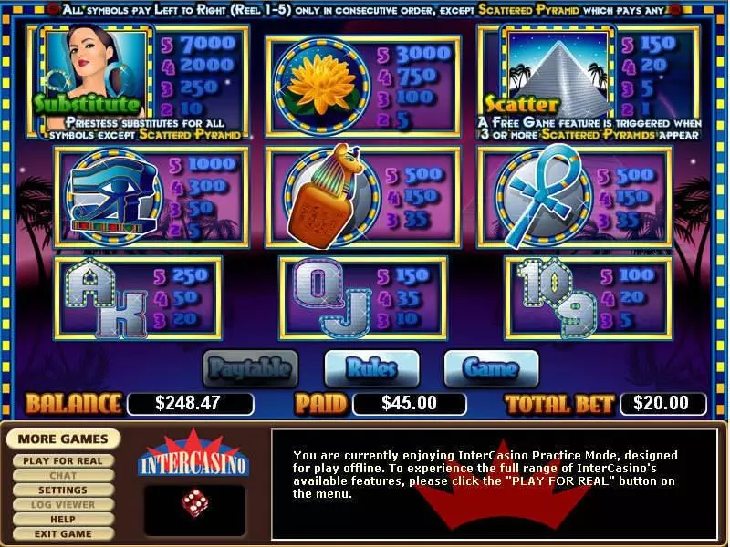 Play Platinum Pyramid Slot Info and Rules