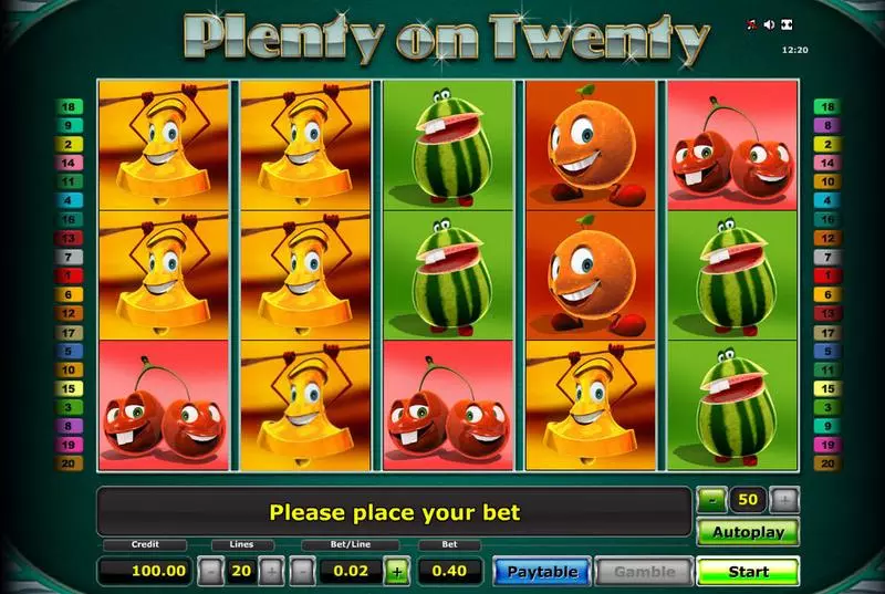 Play Plenty on Twenty Slot Main Screen Reels