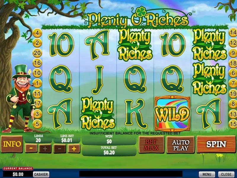 Play Plenty O'Riches Slot Main Screen Reels