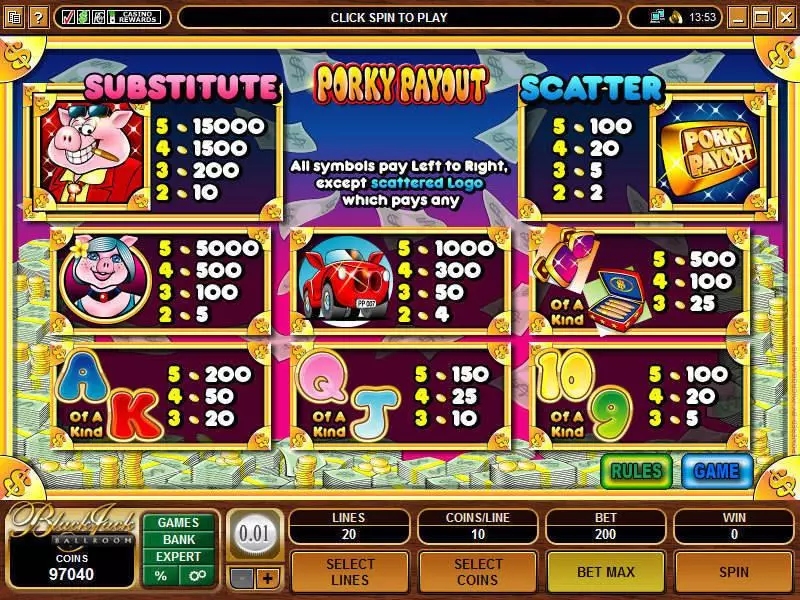 Play Porky Payout Slot Info and Rules