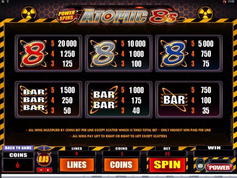 Play Power Spins - Atomic 8's Slot Info and Rules