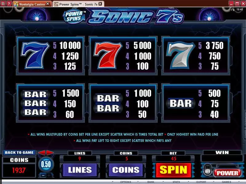 Play Power Spins - Sonic 7's Slot Info and Rules