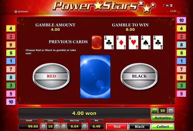 Play Power Stars Slot Gamble Screen