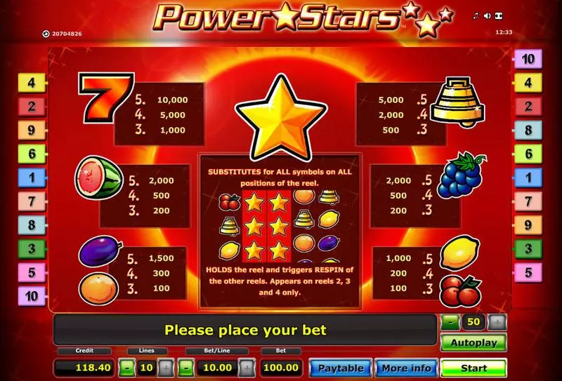 Play Power Stars Slot Info and Rules