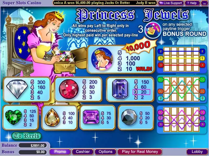 Play Princess Jewels Slot Info and Rules
