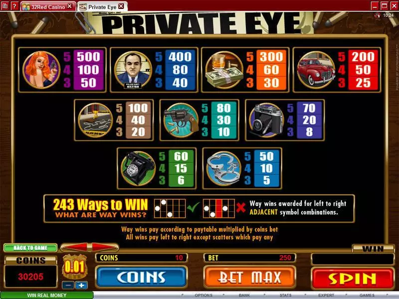 Play Private Eye Slot Info and Rules