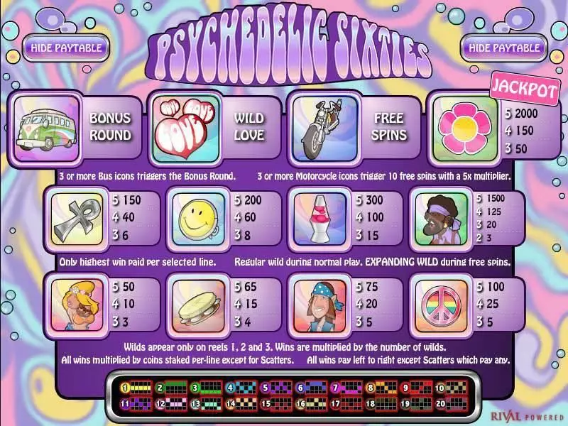 Play Psychedelic Sixties Slot Info and Rules