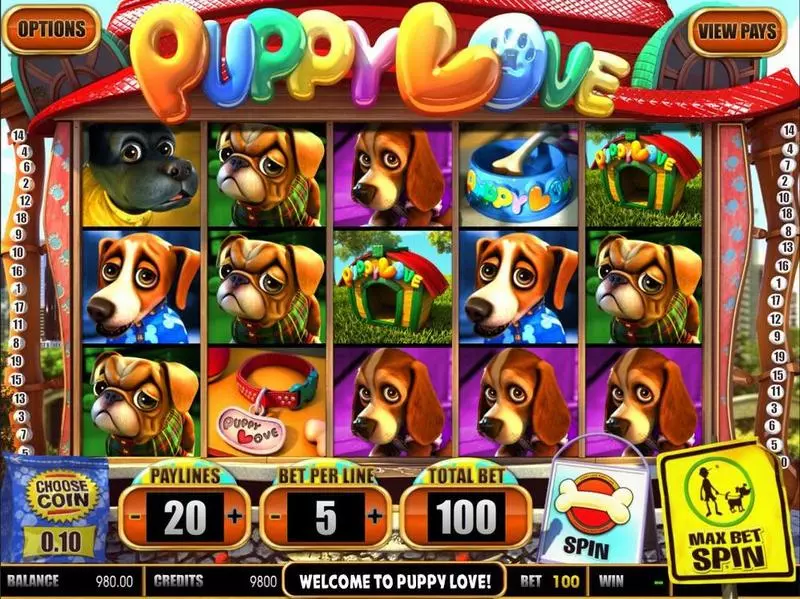Play Puppy Love Slot Introduction Screen