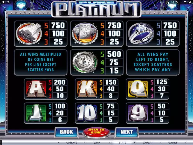 Play Pure Platinum Slot Info and Rules