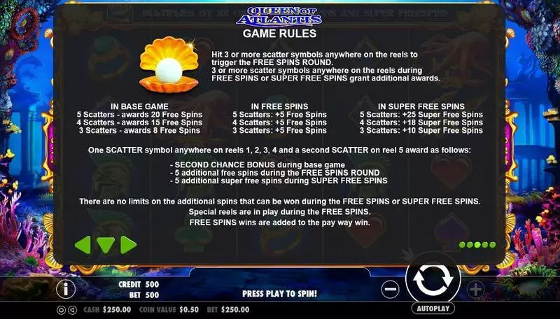 Play Queen of Atlantis Slot Info and Rules