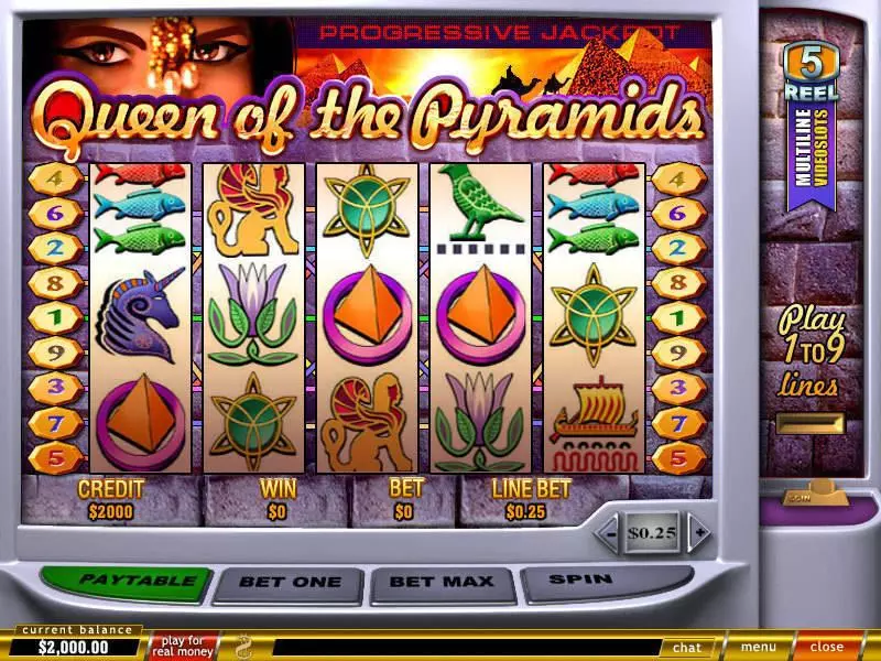 Play Queen of Pyramids Slot Main Screen Reels