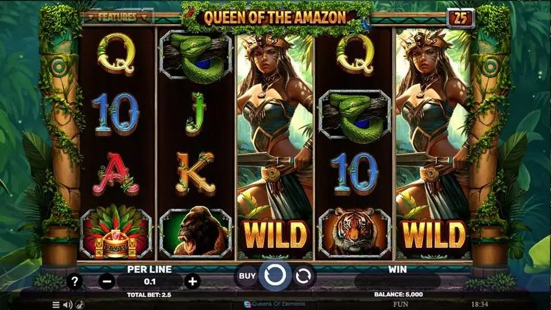 Play Queen Of The Amazon Slot Main Screen Reels