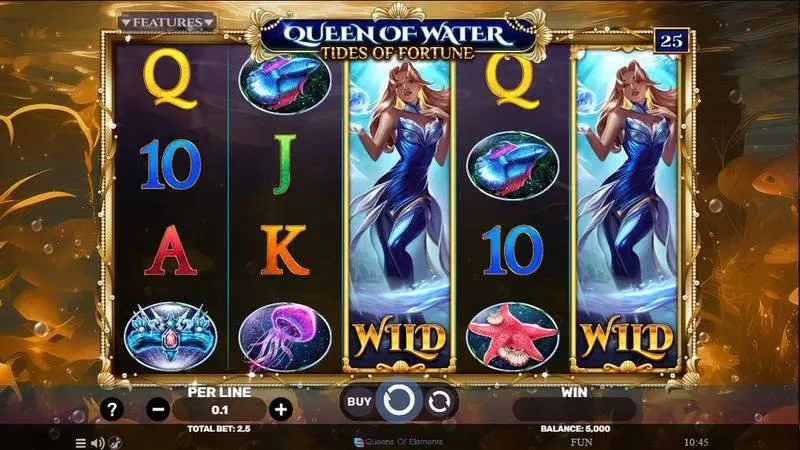 Play Queen Of Water – Tides Of Fortune Slot Main Screen Reels