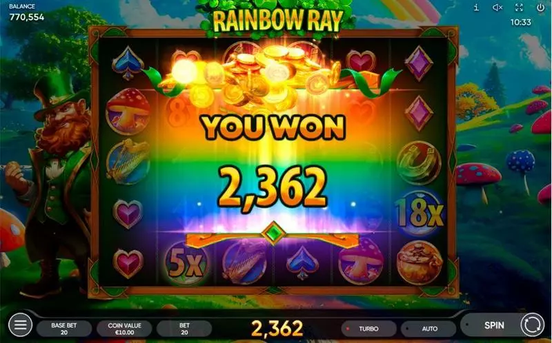 Play Rainbow Ray Slot Winning Screenshot