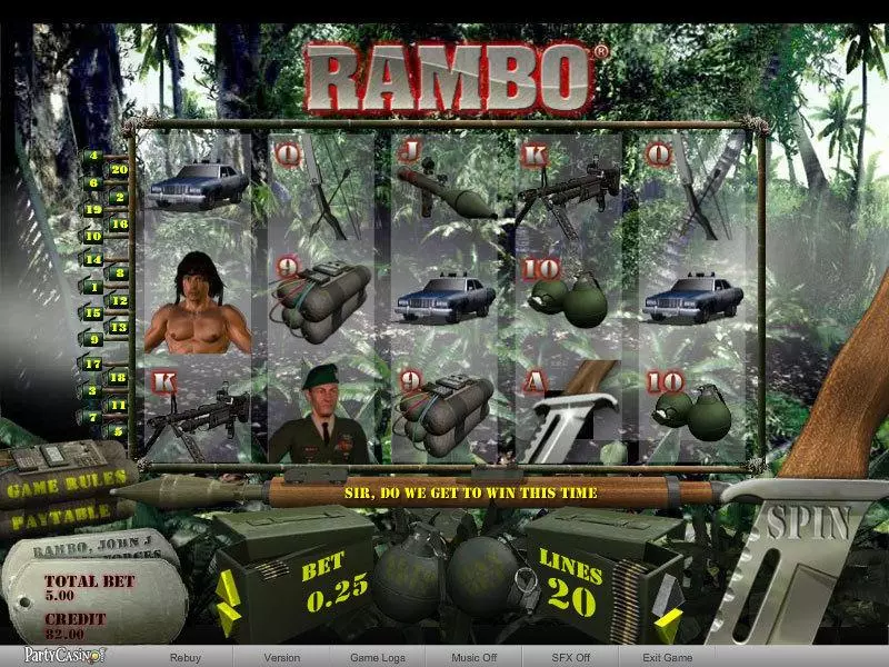 Play Rambo Slot Main Screen Reels