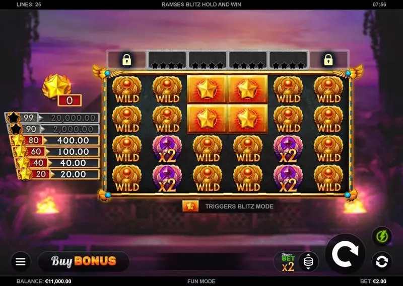 Play Ramses Blitz Hold and Win Slot Main Screen Reels