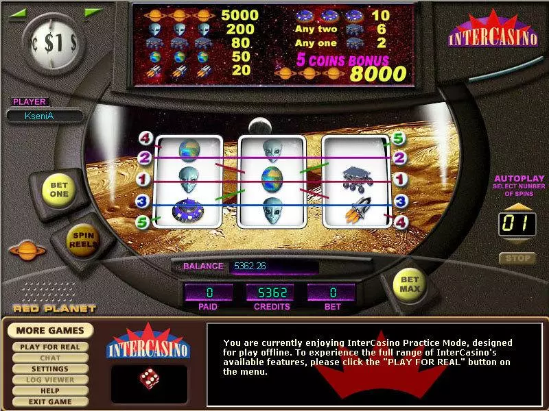 Play Red Planet Slot Main Screen Reels
