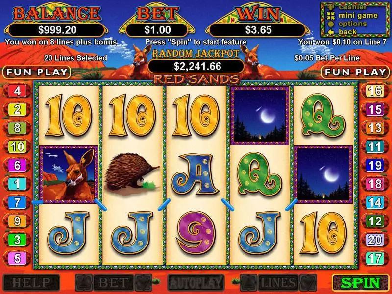 Play Red Sands Slot Main Screen Reels