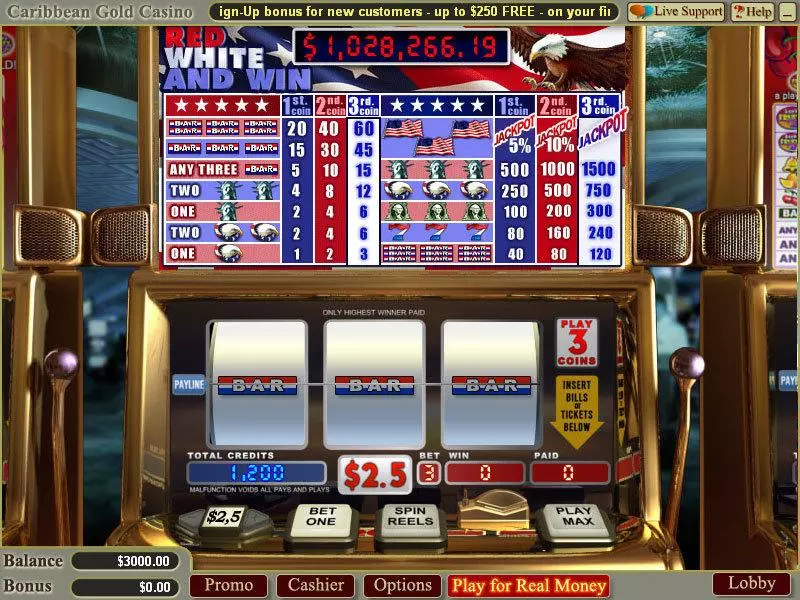 Play Red White and Win Slot Main Screen Reels