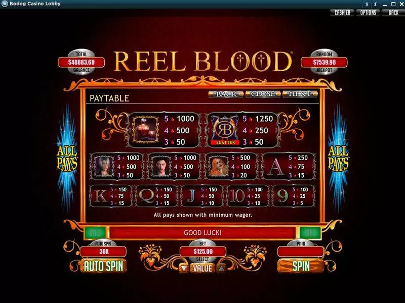 Play Reel Blood Slot Info and Rules