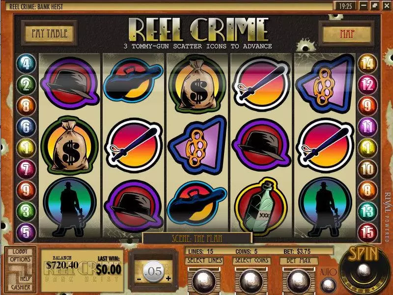 Play Reel Crime 1 Bank Heist Slot Main Screen Reels