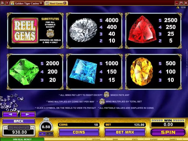 Play Reel Gems Slot Info and Rules