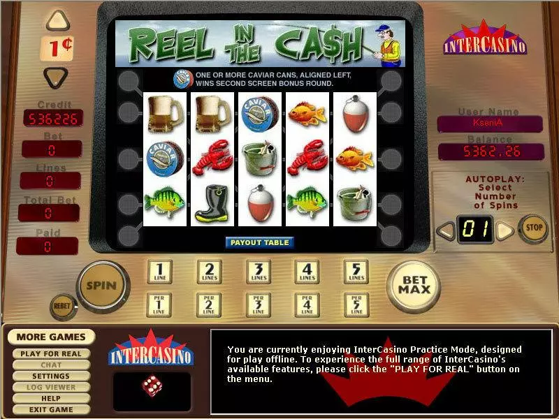 Play Reel in the Cash 5 Lines Slot Main Screen Reels