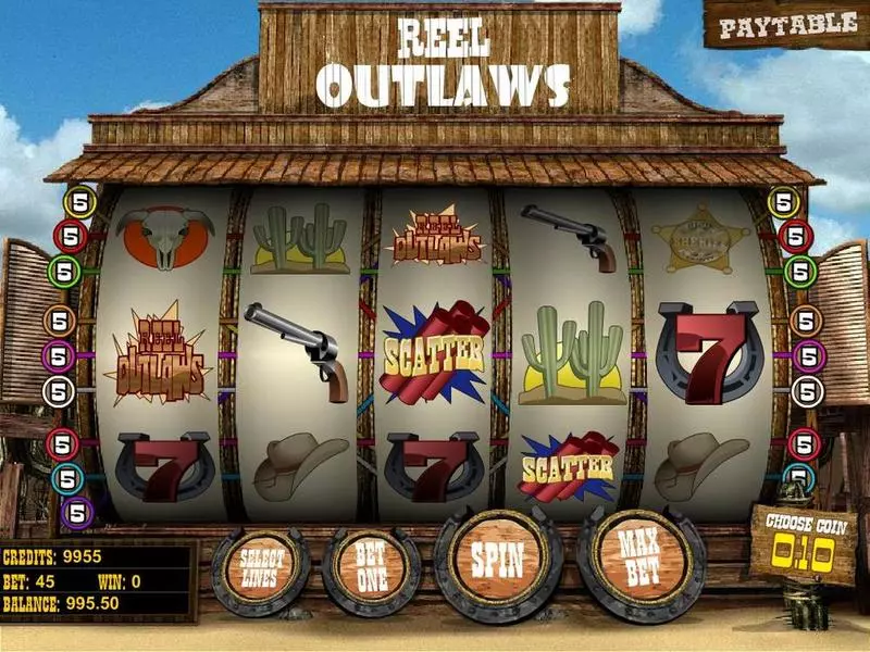 Play Reel Outlaws Slot Introduction Screen