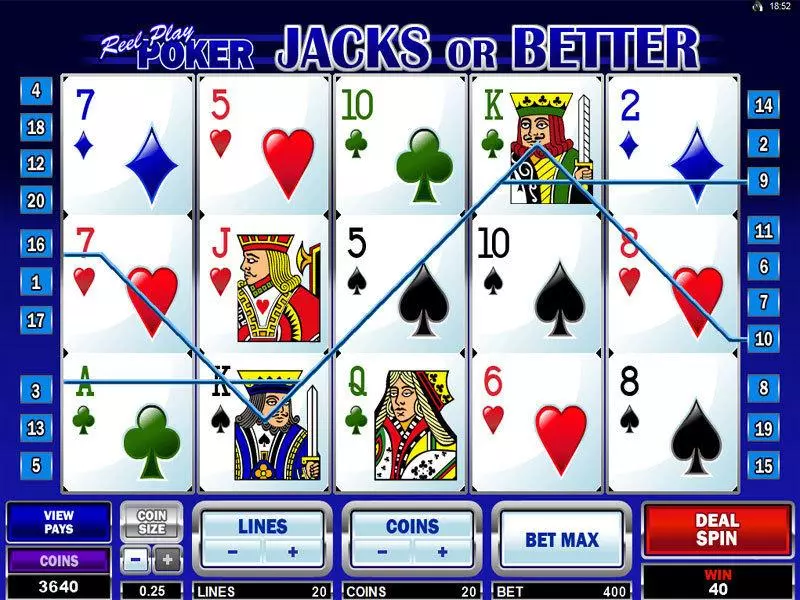 Play Reel Play Poker - Jacks or Better Slot Main Screen Reels