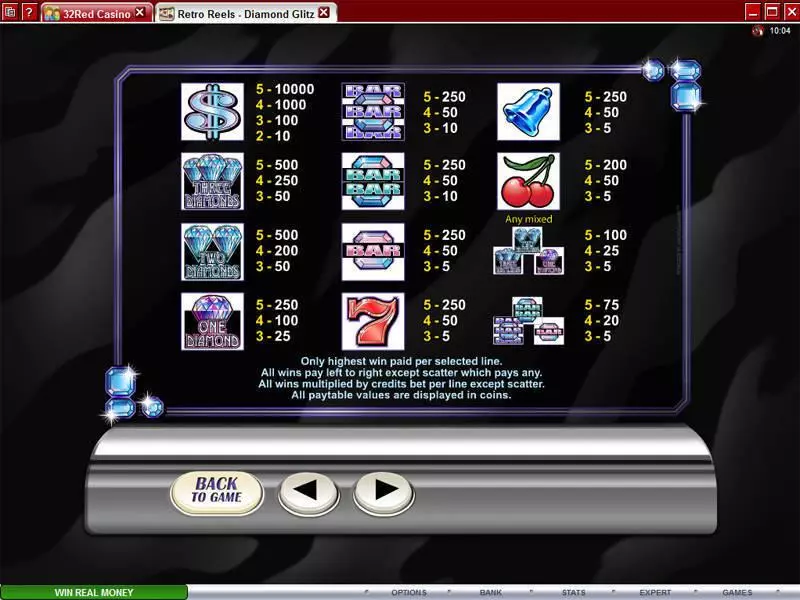 Play Retro Reels - Diamond Glitz Slot Info and Rules