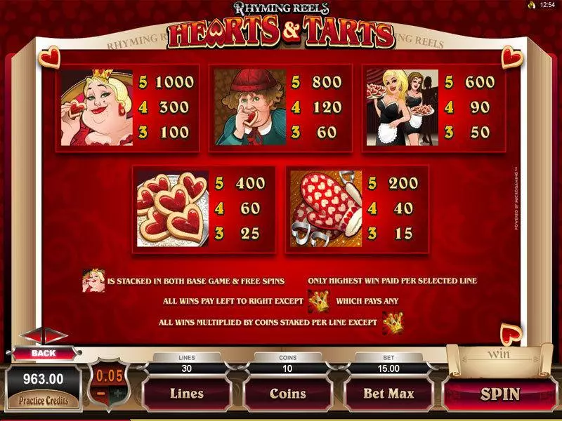 Play Rhyming Reels - Hearts and Tarts Slot Info and Rules