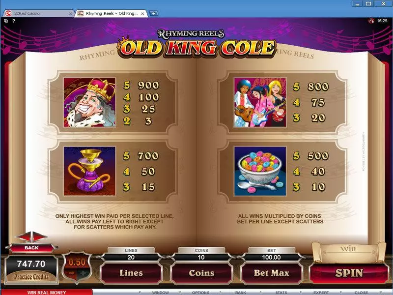 Play Rhyming Reels - Old King Cole Slot Info and Rules