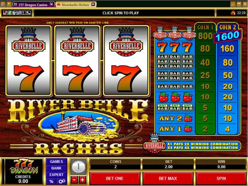 Play River Belle Riches Slot Main Screen Reels