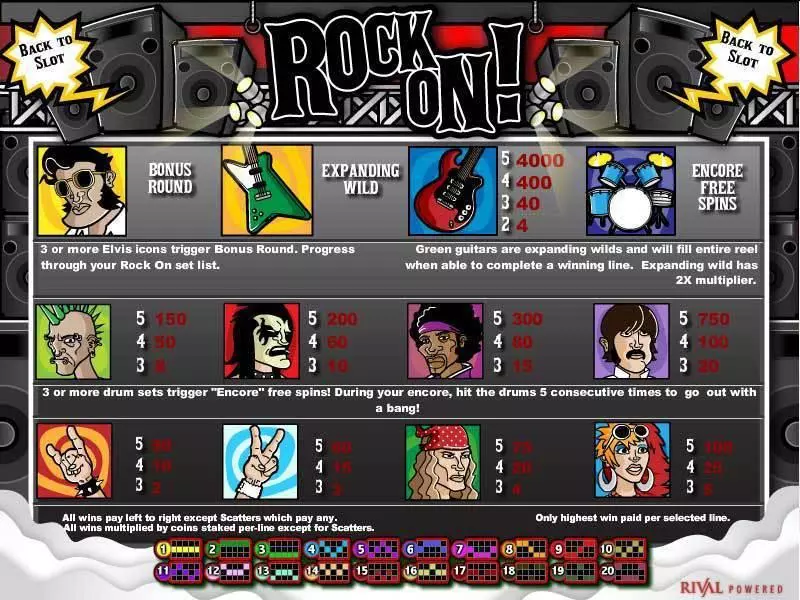 Play Rock On Slot Info and Rules