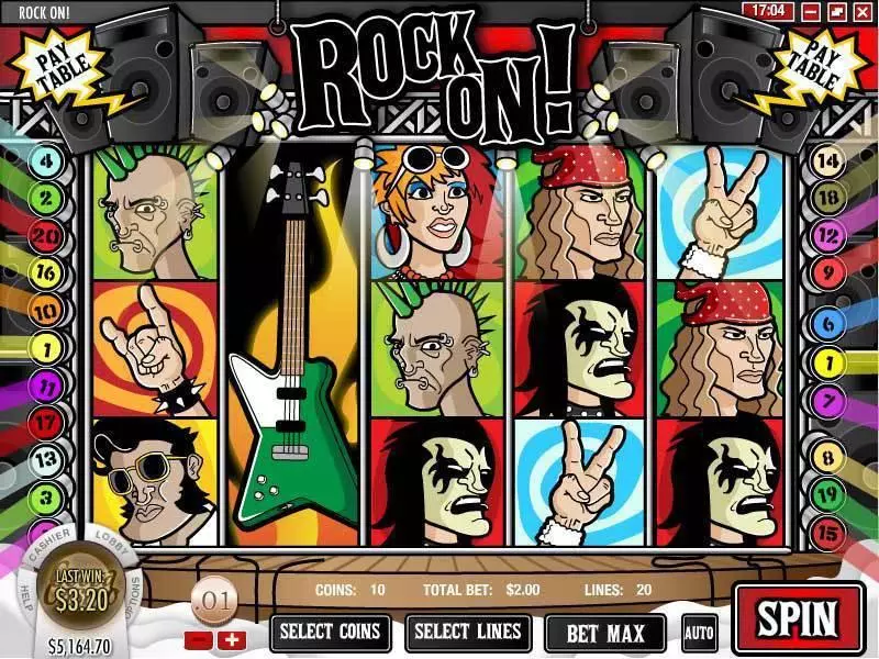 Play Rock On Slot Main Screen Reels