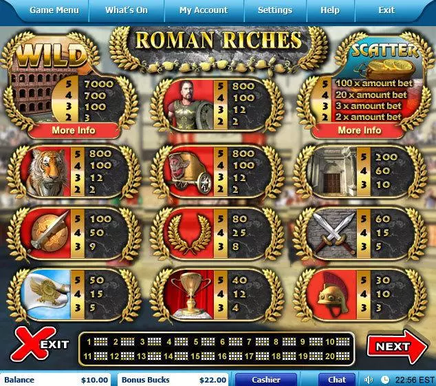 Play Roman Riches Slot Info and Rules