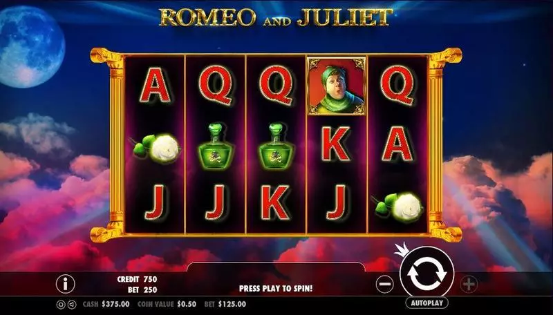 Play Romeo and Juliet Slot Main Screen Reels
