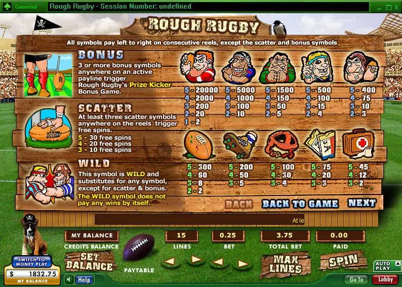 Play Rough Rugby Slot Info and Rules