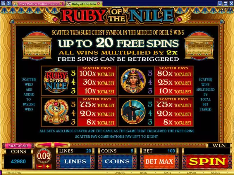 Play Ruby of the Nile Slot Info and Rules