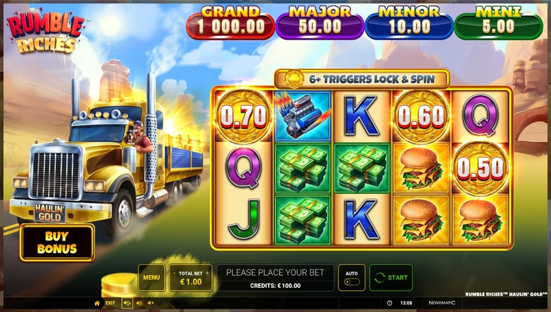 Play Rumble Riches - Haulin Gold Slot Main Screen Reels