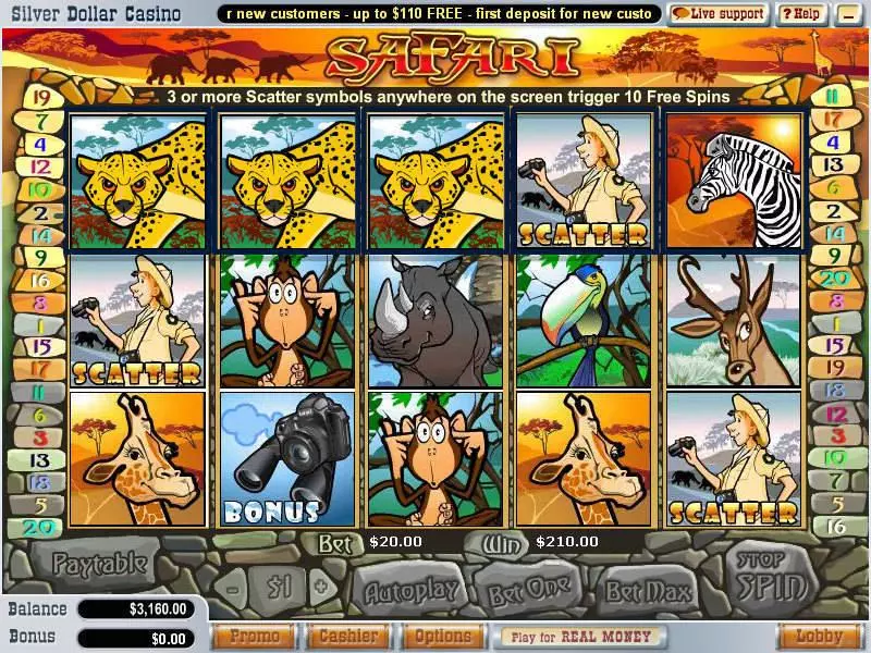 Play Safari Slot Main Screen Reels