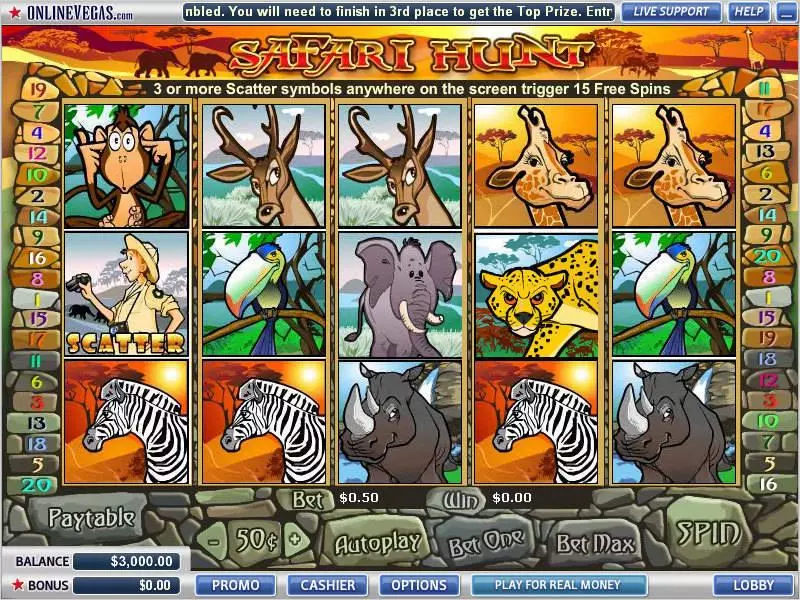 Play SafariHunt Slot Main Screen Reels