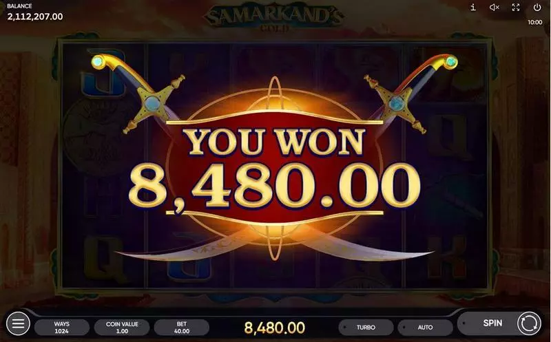 Play Samarkand's Gold Slot Winning Screenshot