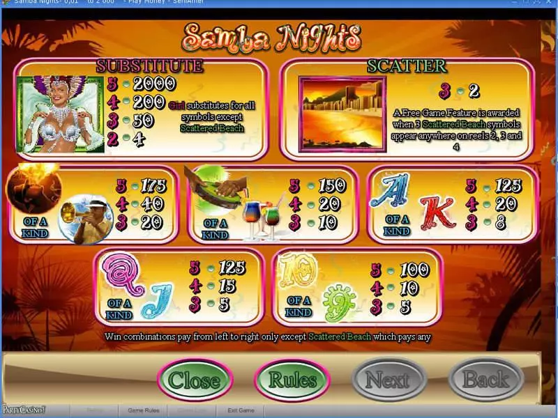 Play Samba Nights Slot Info and Rules