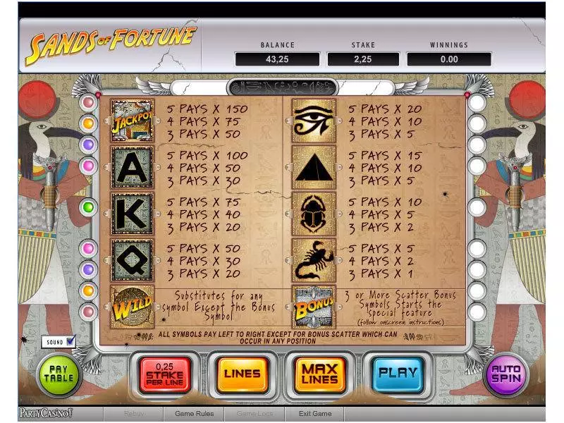 Play Sands of Fortune Slot Info and Rules