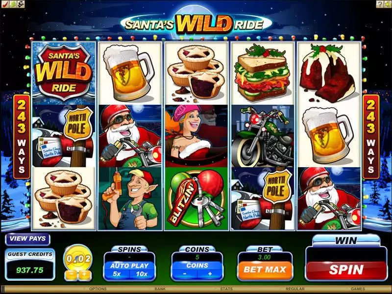 Play Santa's Wild Ride Slot Main Screen Reels