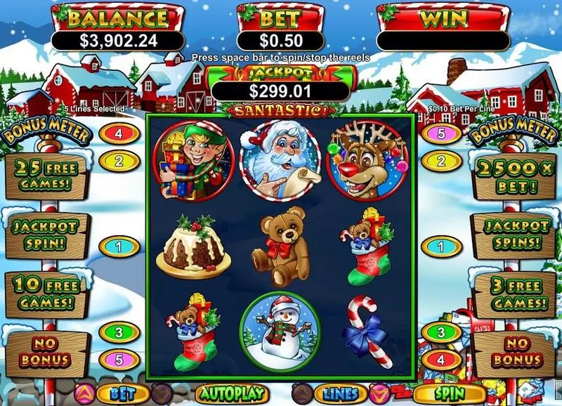 Play Santastic! Slot Main Screen Reels